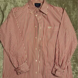 Faconnable Red and White Striped Men's Shirt